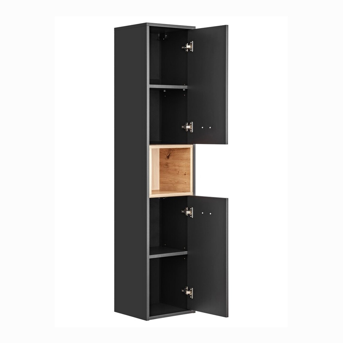 Borneo Cosmos Tall Bathroom Cabinet 2 Doors - Anthracite / Artisan Oak
