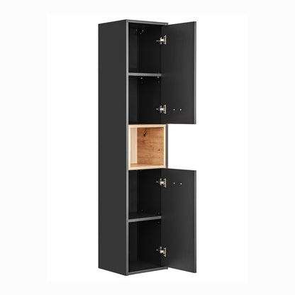 Borneo Cosmos Tall Bathroom Cabinet 2 Doors - Anthracite / Artisan Oak