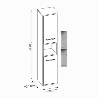 Borneo Cosmos Tall Bathroom Cabinet 2 Doors - Anthracite / Artisan Oak