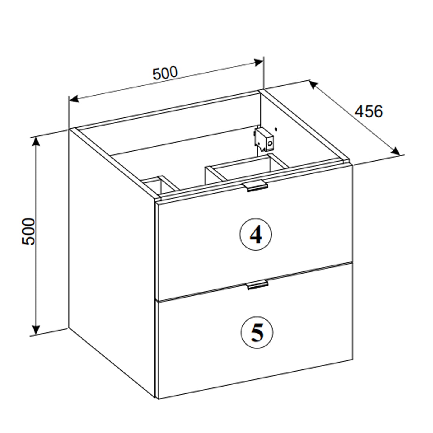 Dalia 2 Drawer Bathroom Cabinet Vanity Unit 50cm with Built-In Basin - Cashmere