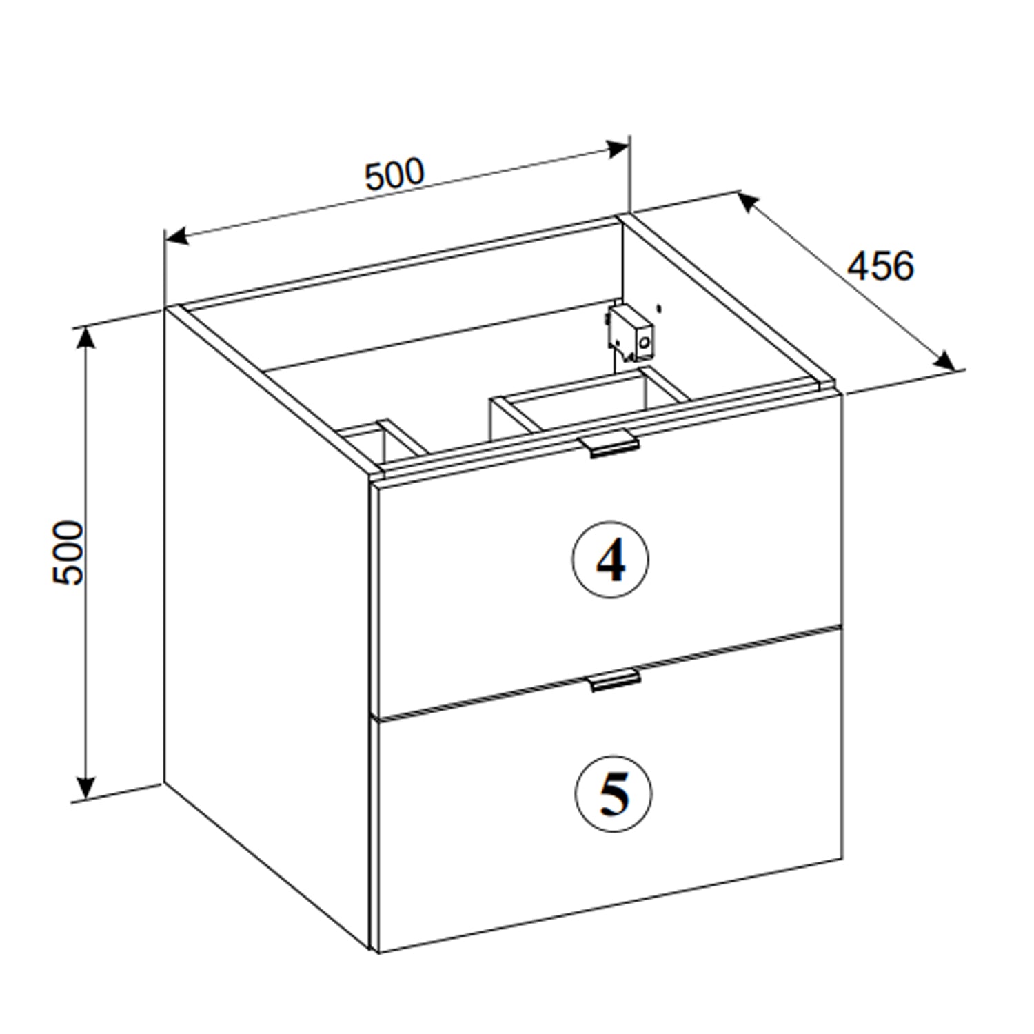 Dalia 2 Drawer Bathroom Cabinet Vanity Unit 50cm with Built-In Basin - Cashmere