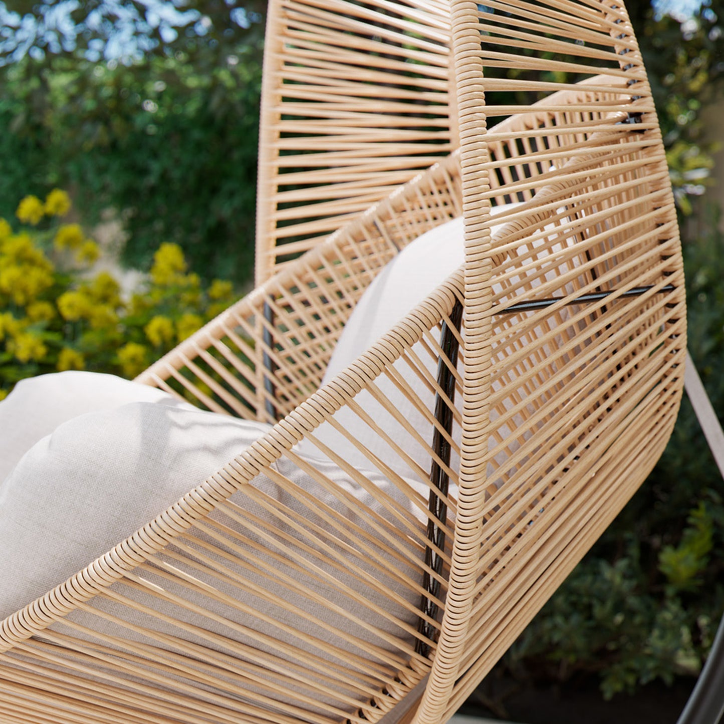 Alicante Rattan Egg Chair with Cushion - Black / Beige