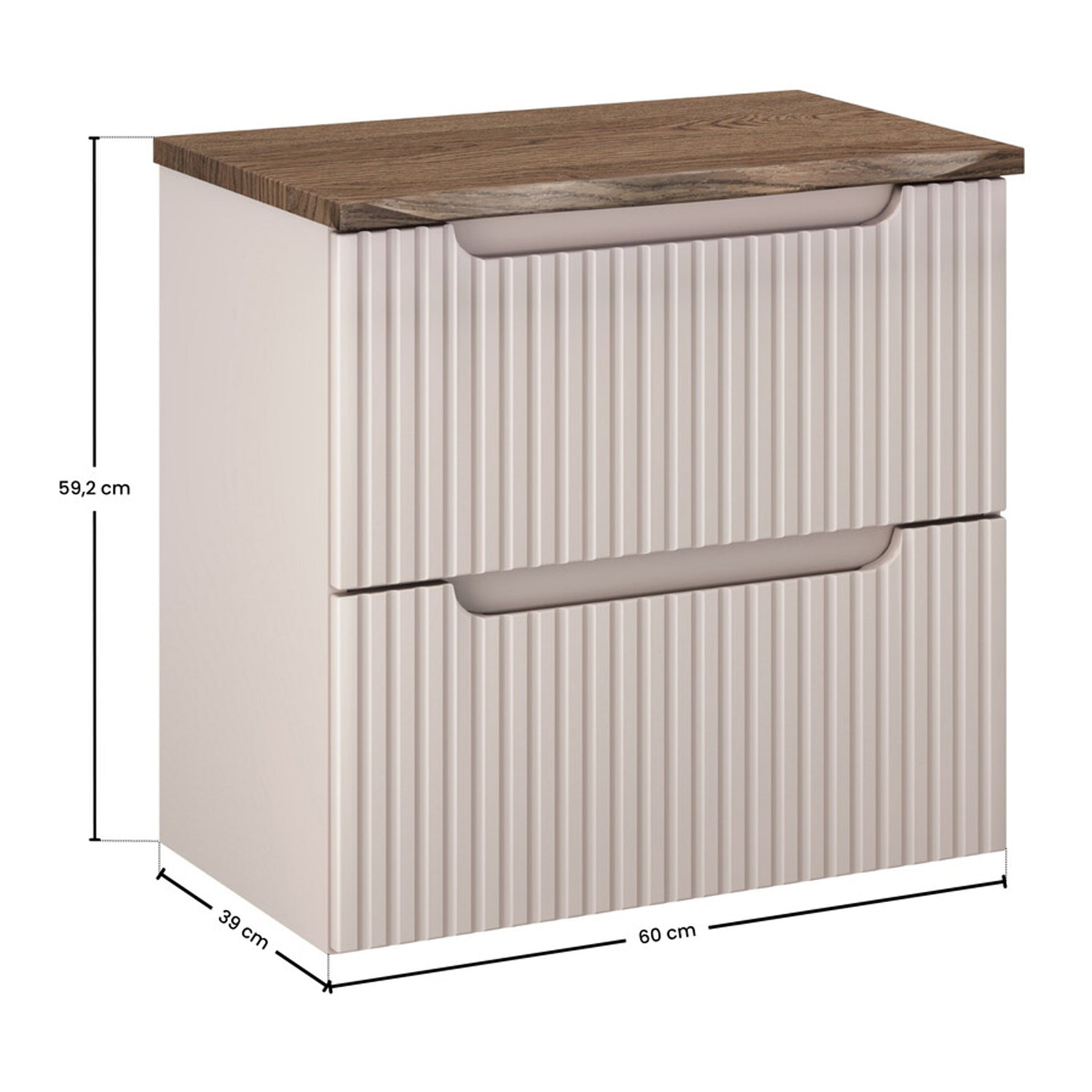 Nova Bathroom Cabinet 60cm with Casella Worktop - Cashmere