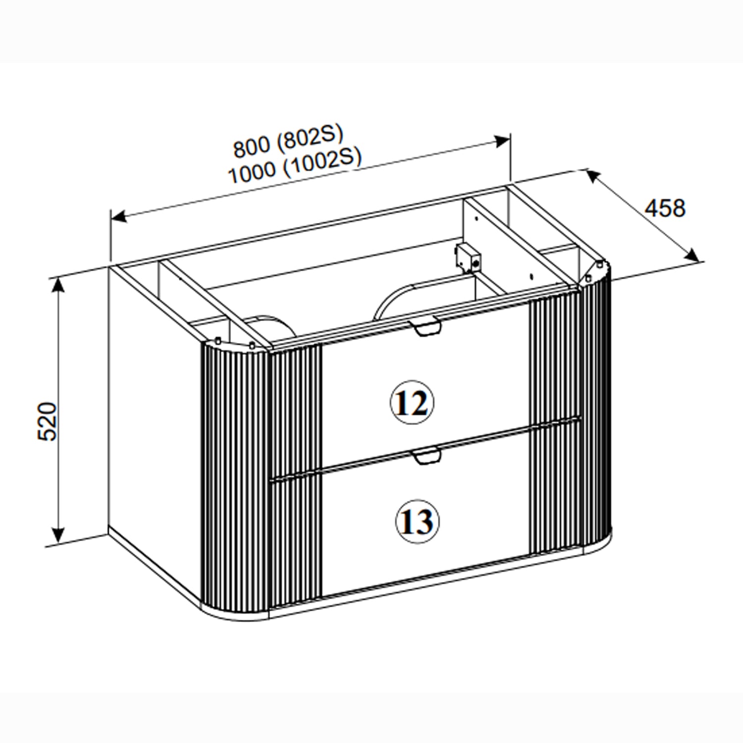 Ovalia Bathroom cabinet 100cm and Basin - Cremona