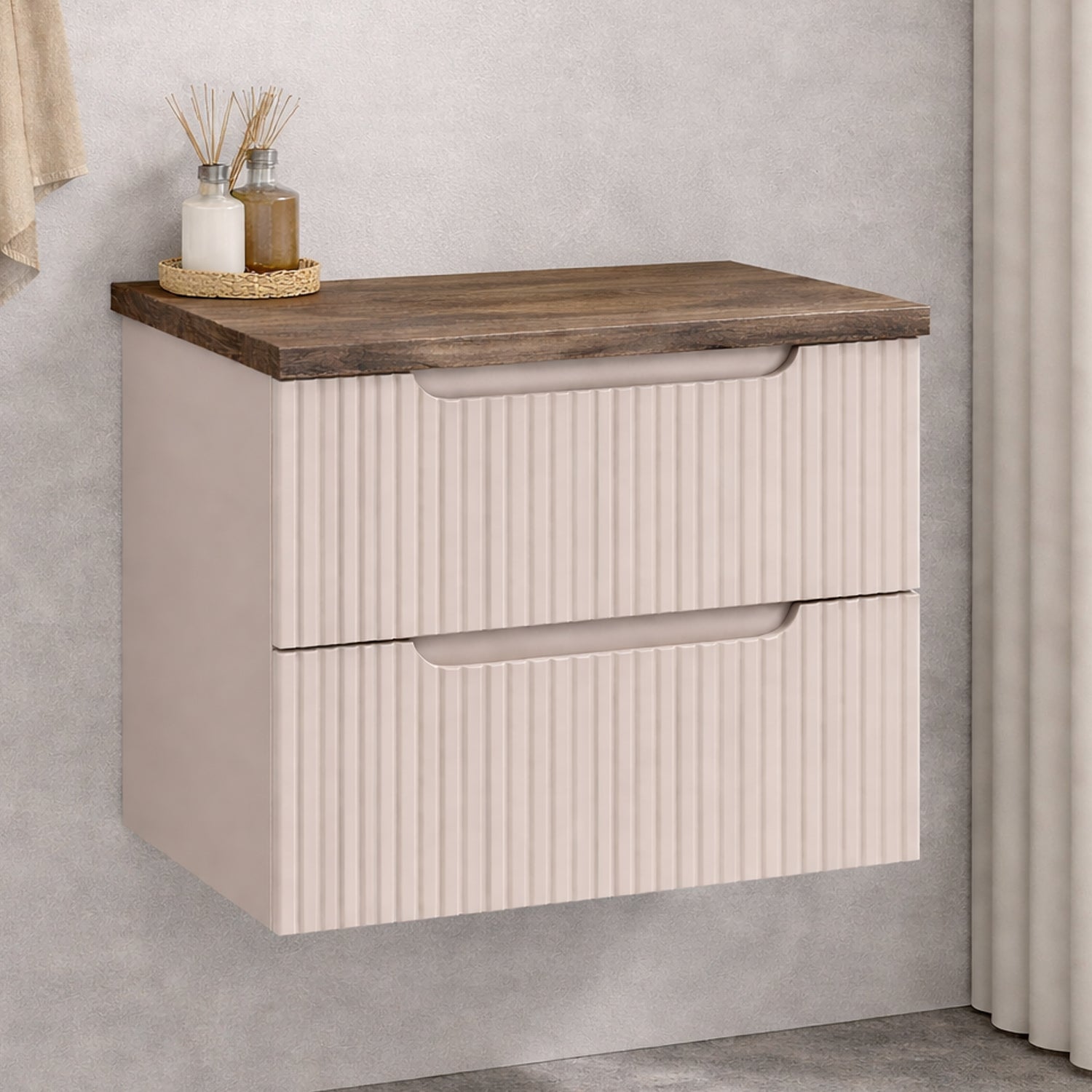 Nova Bathroom Cabinet 60cm with Casella Worktop - Cashmere