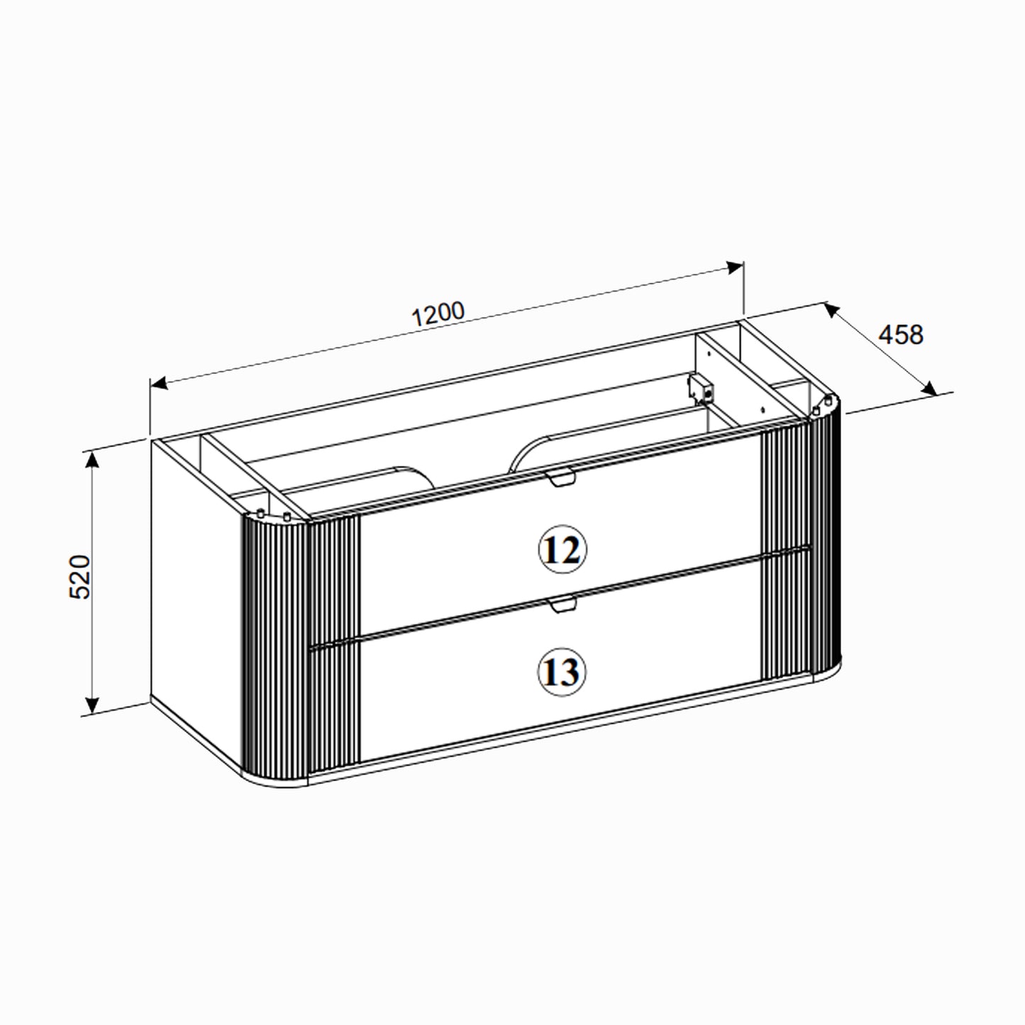 Ovalia Bathroom Set 120cm with Basin and Tall Unit - Cremona