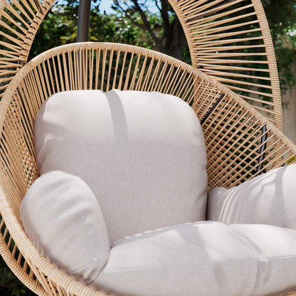 Alicante Rattan Egg Chair with Cushion - Black / Beige