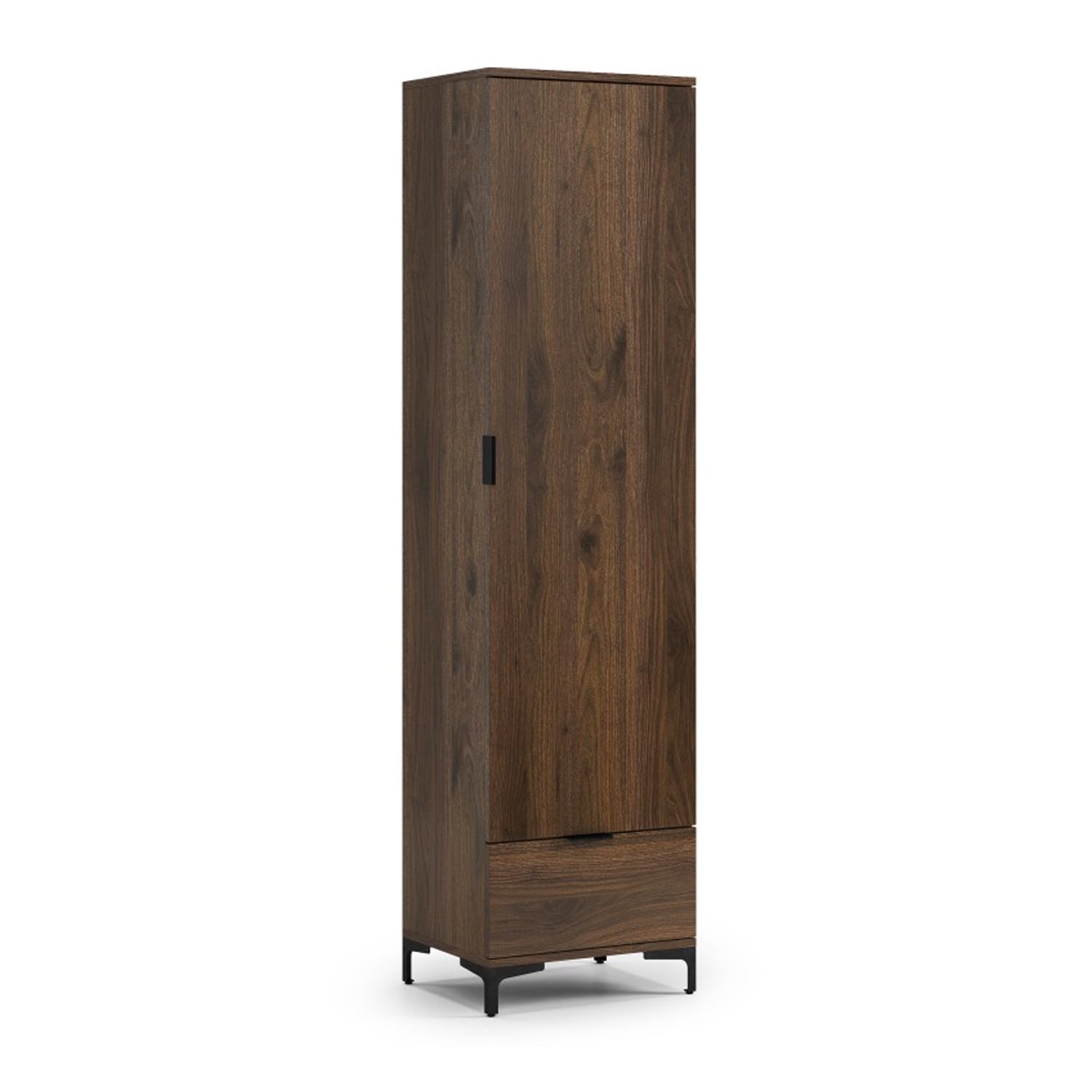 Lana Modern Tall Cabinet with Door and Drawer – Elegant Walnut