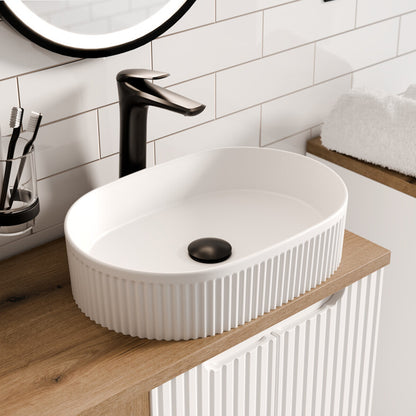 Nova Bathroom Cabinet 80cm with Worktop and Countertop Basin – Cashmere