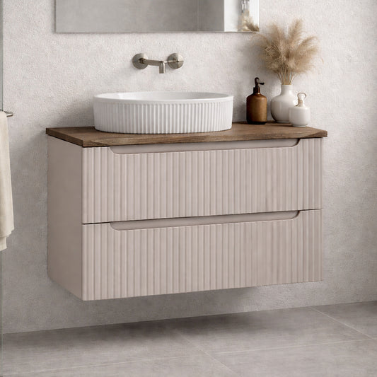 Nova Bathroom Cabinet 80cm with Worktop and Countertop Basin – Cashmere