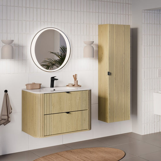 Ovalia Bathroom Set 80cm with Basin and Tall Unit - Cremona