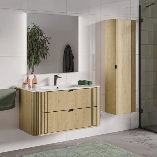 Ovalia Bathroom Set 100cm with Basin and Tall Unit - Cremona