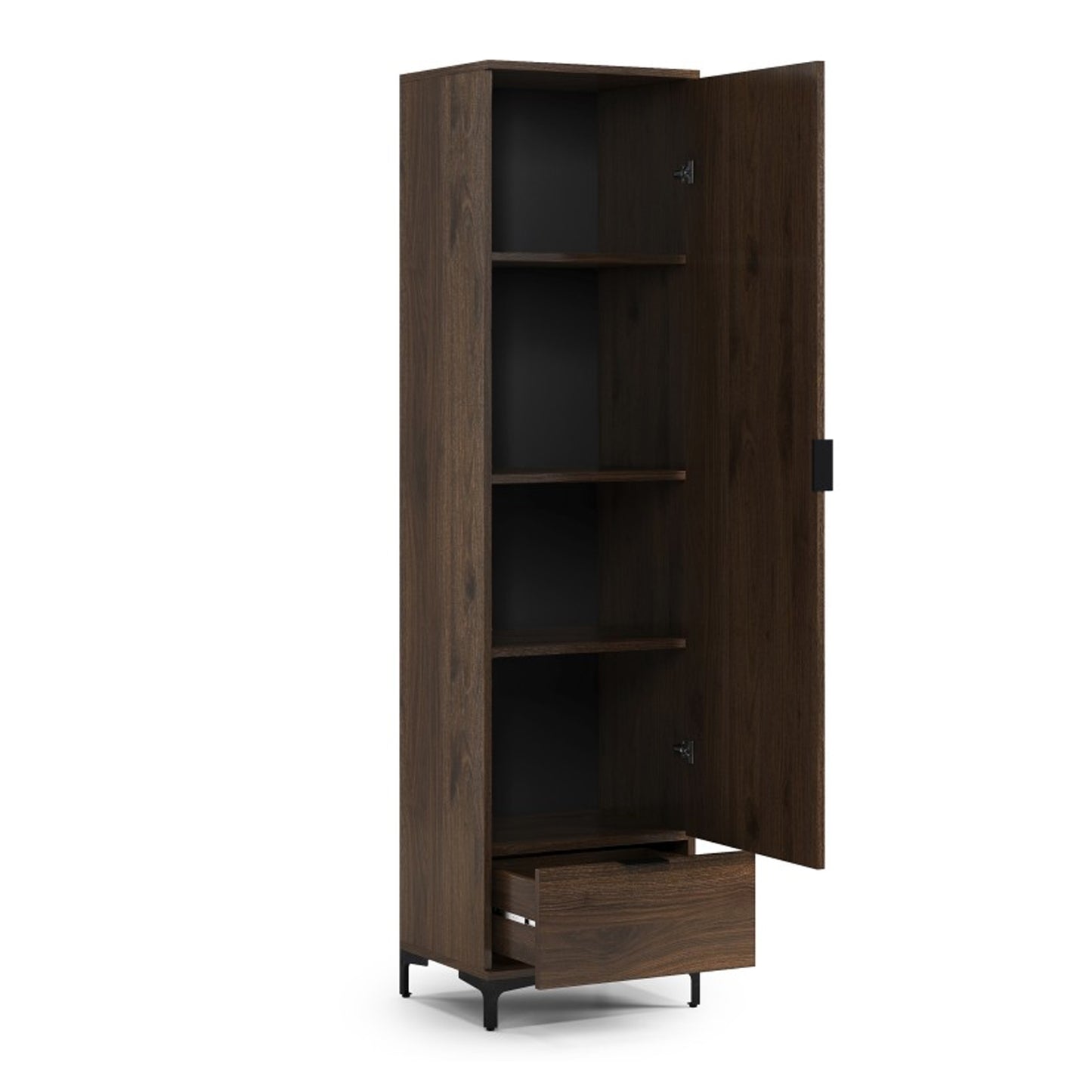 Lana Modern Tall Cabinet with Door and Drawer – Elegant Walnut