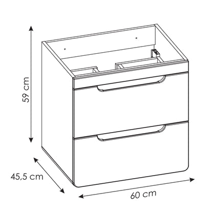Aruba Modern Wall-Mounted 60cm Bathroom Vanity Unit with Basin - White / Oak Craft
