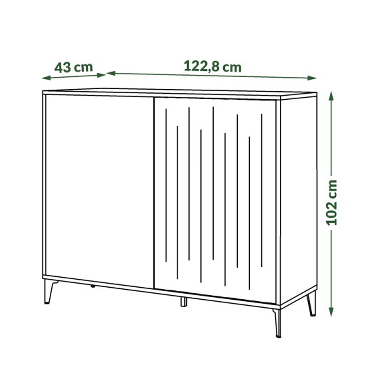 Rimini Premium 2 Door Textured Sideboard Cabinet – Elegant Walnut / Black