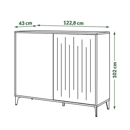 Rimini Premium 2 Door Textured Sideboard Cabinet – Elegant Walnut / Black