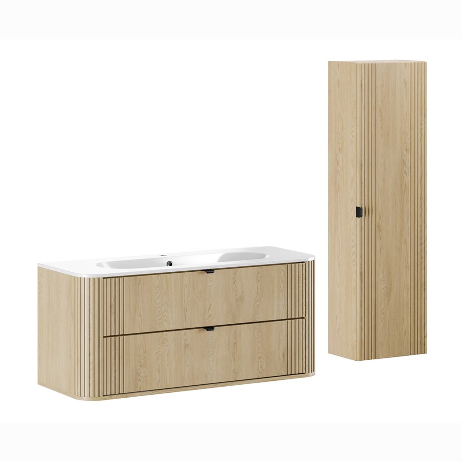 Ovalia Bathroom Set 120cm with Basin and Tall Unit - Cremona