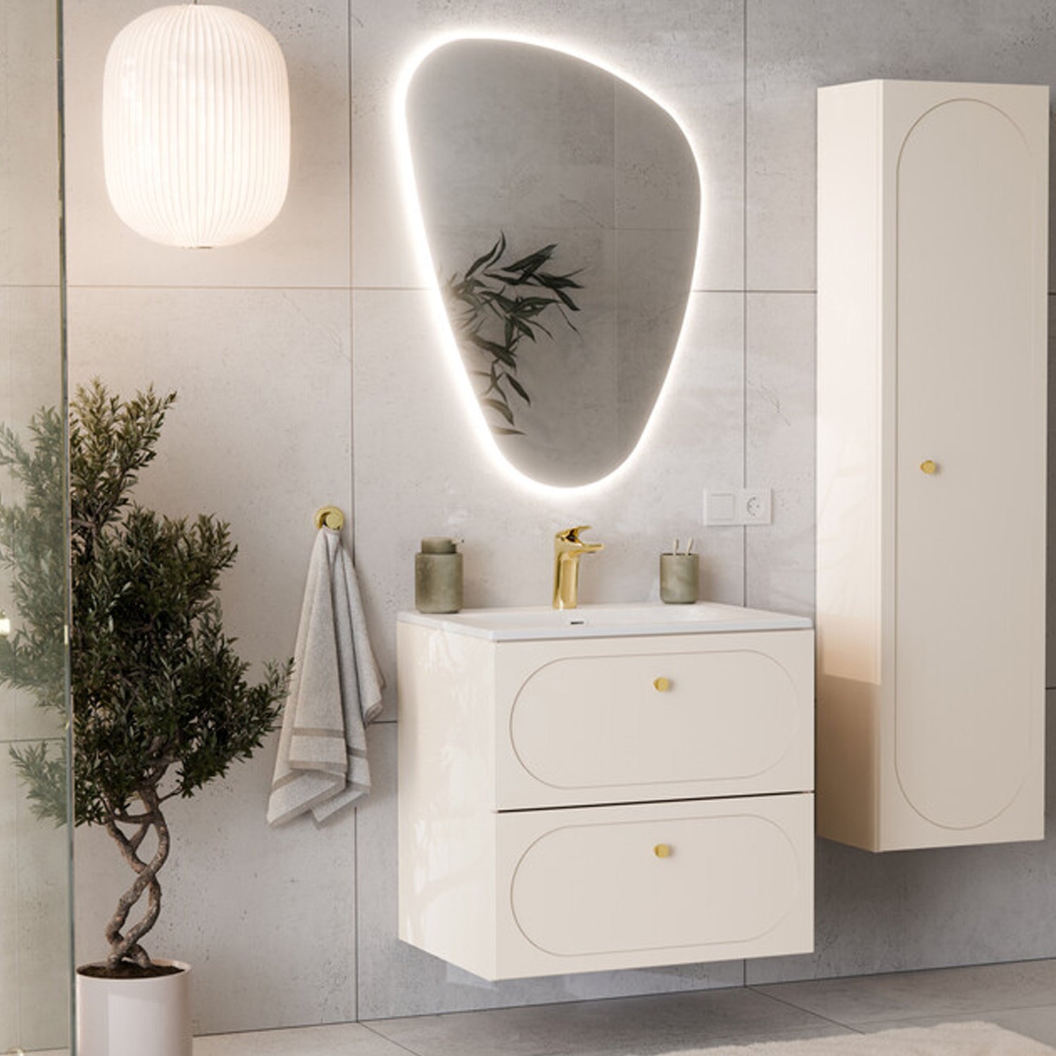 Donna Bathroom Cabinet 60 cm and Basin - Sand