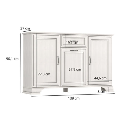 Tilda Elegant 3 Door Sideboard with Drawer - Fineline Crema