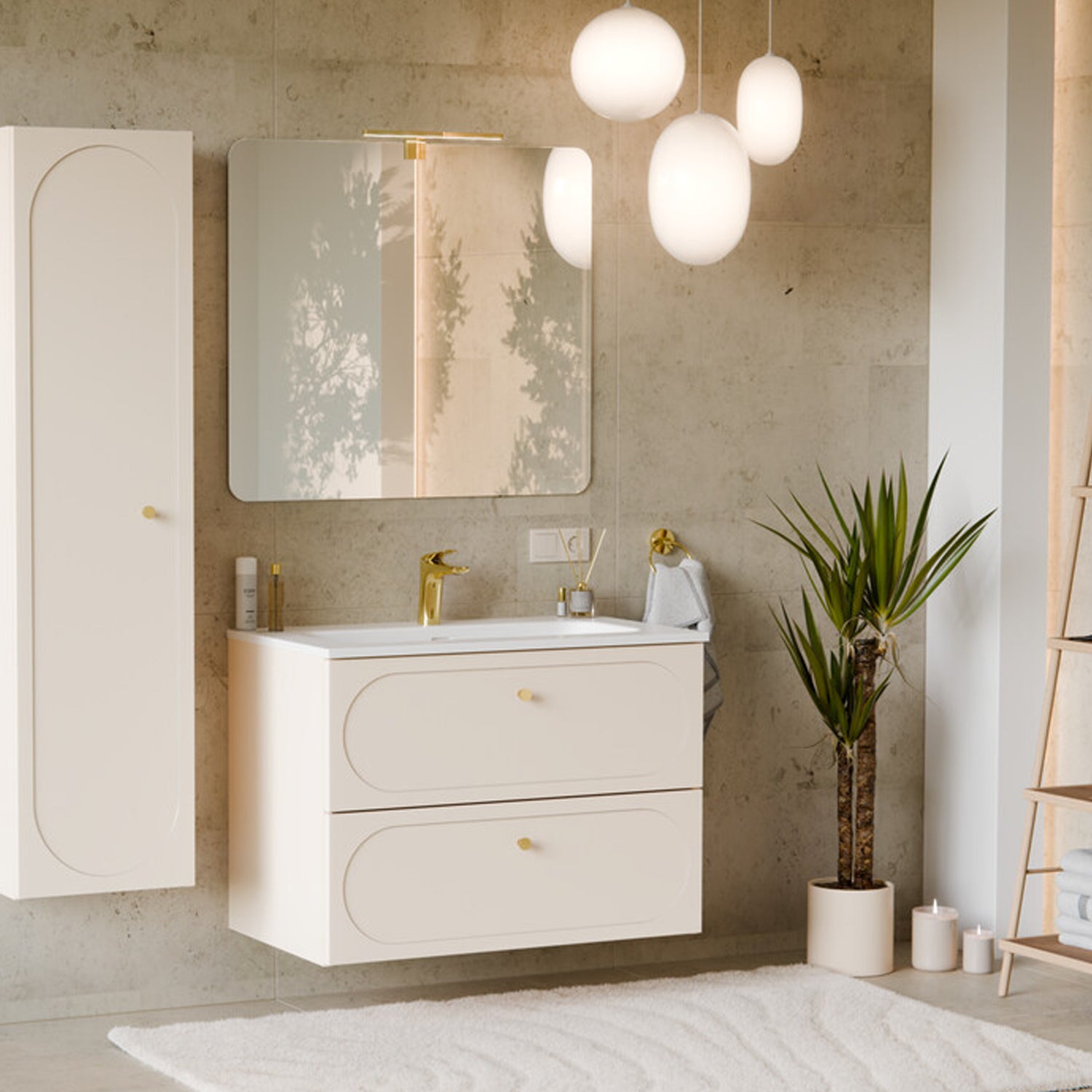 Donna Bathroom Cabinet 80 cm and Basin - Sand