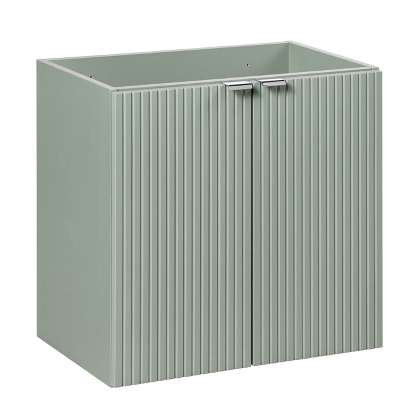 Line Reed 2 Door Bathroom Cabinet Vanity Unit 60cm with Built-In Basin - Sage