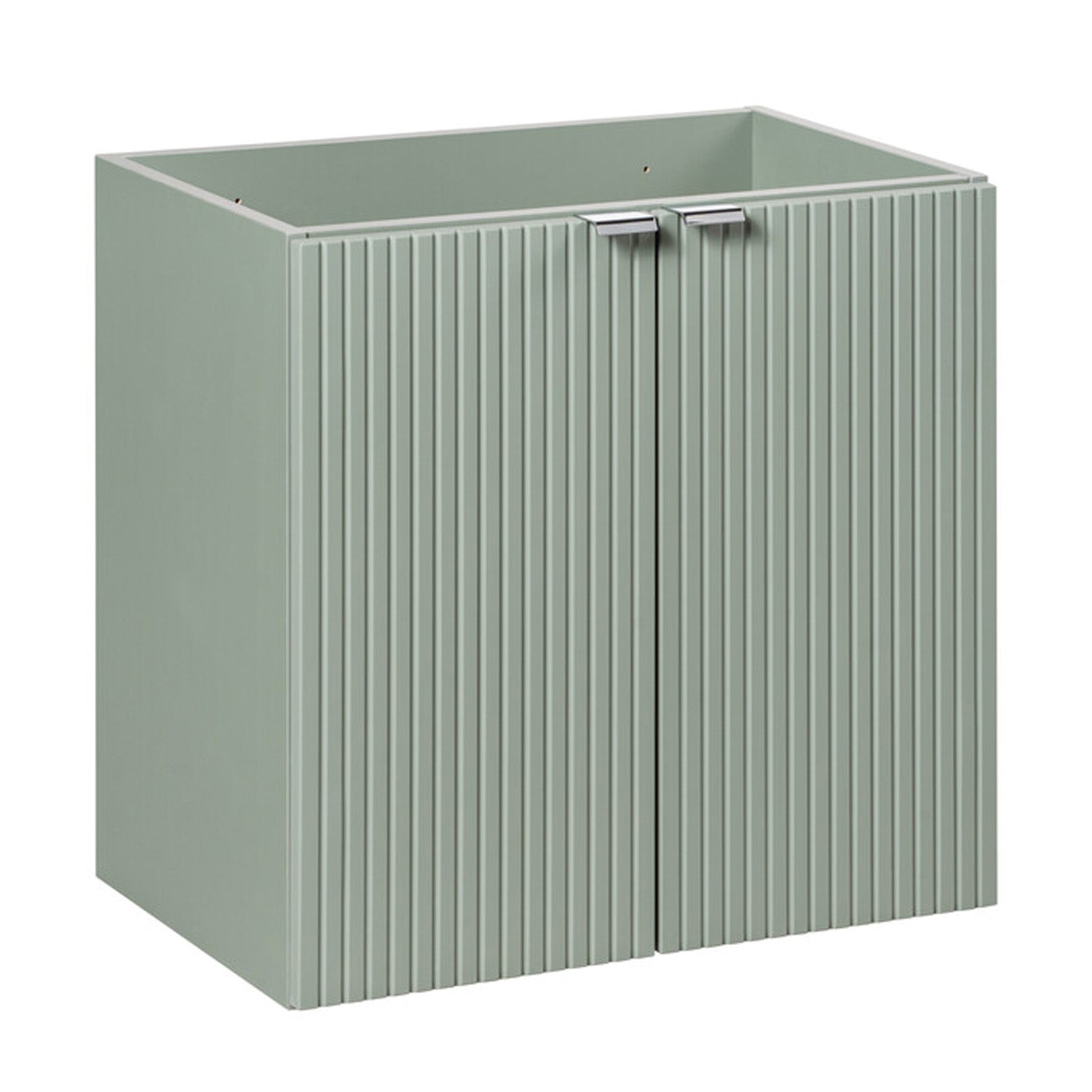 Line Reed 2 Door Bathroom Cabinet Vanity Unit 60cm with Built-In Basin - Sage