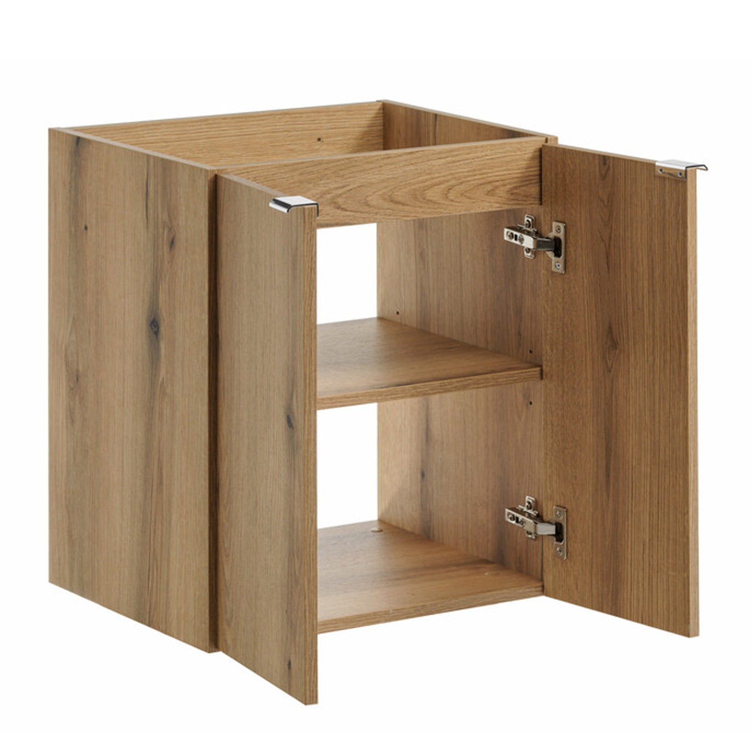 Dove 2 Door Bathroom Cabinet Vanity Unit with Built-In Basin 50cm - Evoke Oak