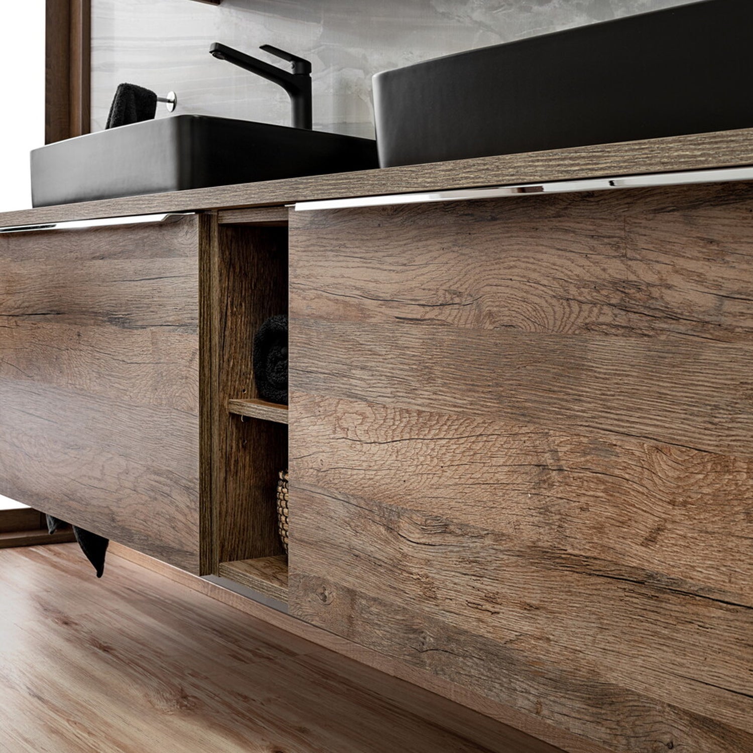 Santa Fe Bathroom Cabinet Vanity 80 cm with Basin - Dark Oak