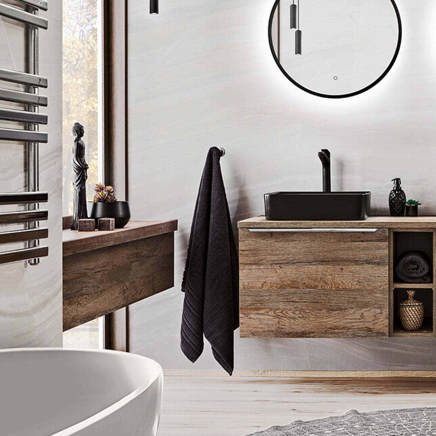 Santa Fe Bathroom Cabinet Vanity 100 cm with Basin - Dark Oak