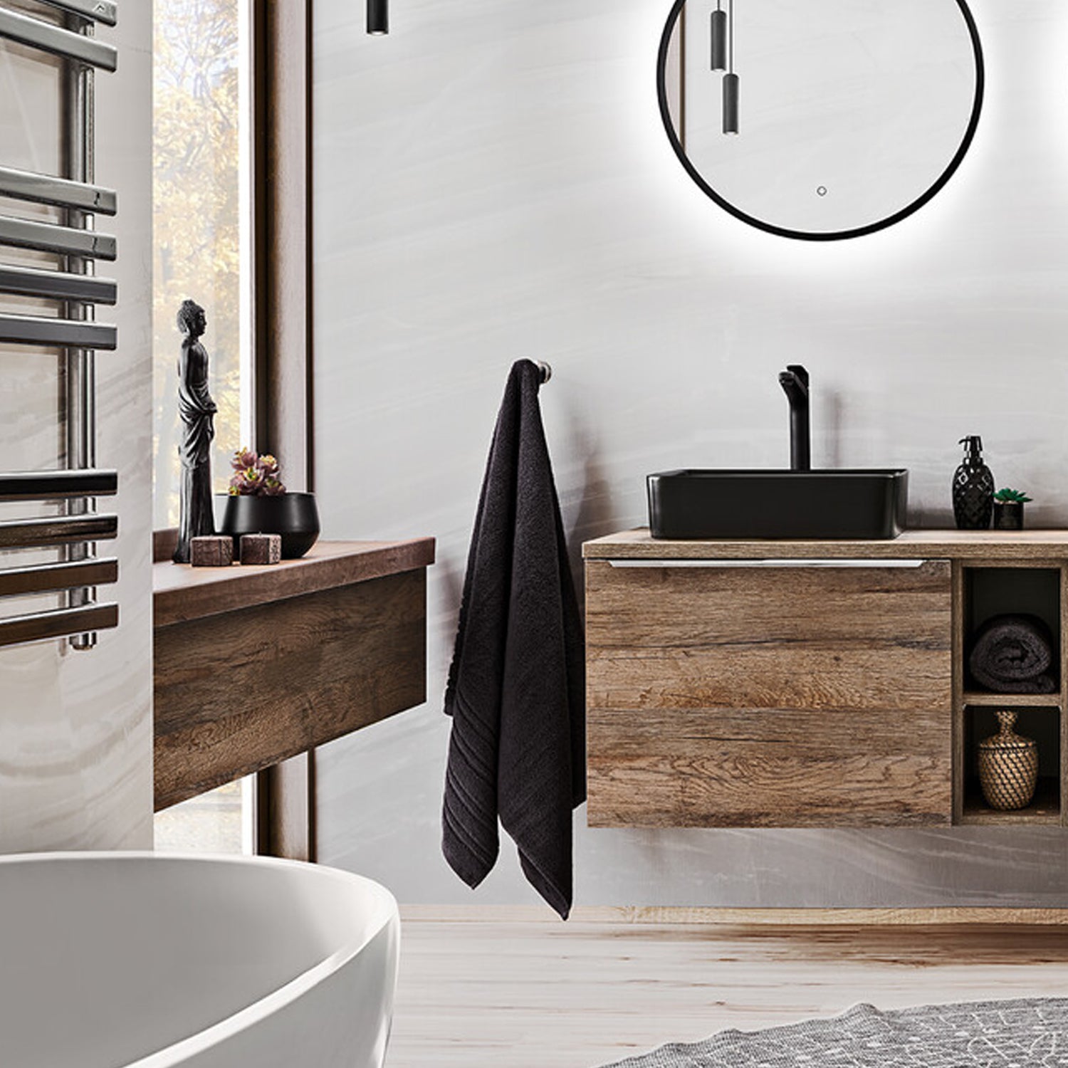 Santa Fe Bathroom Cabinet Vanity 100 cm with Basin - Dark Oak