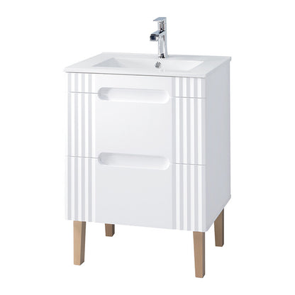 Fija Bathroom Cabinet Vanity Set 60 cm with Basin and Tall Unit - White
