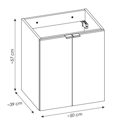 Dove 2 Door Bathroom Cabinet Vanity Unit with Built-In Basin 50cm - Evoke Oak