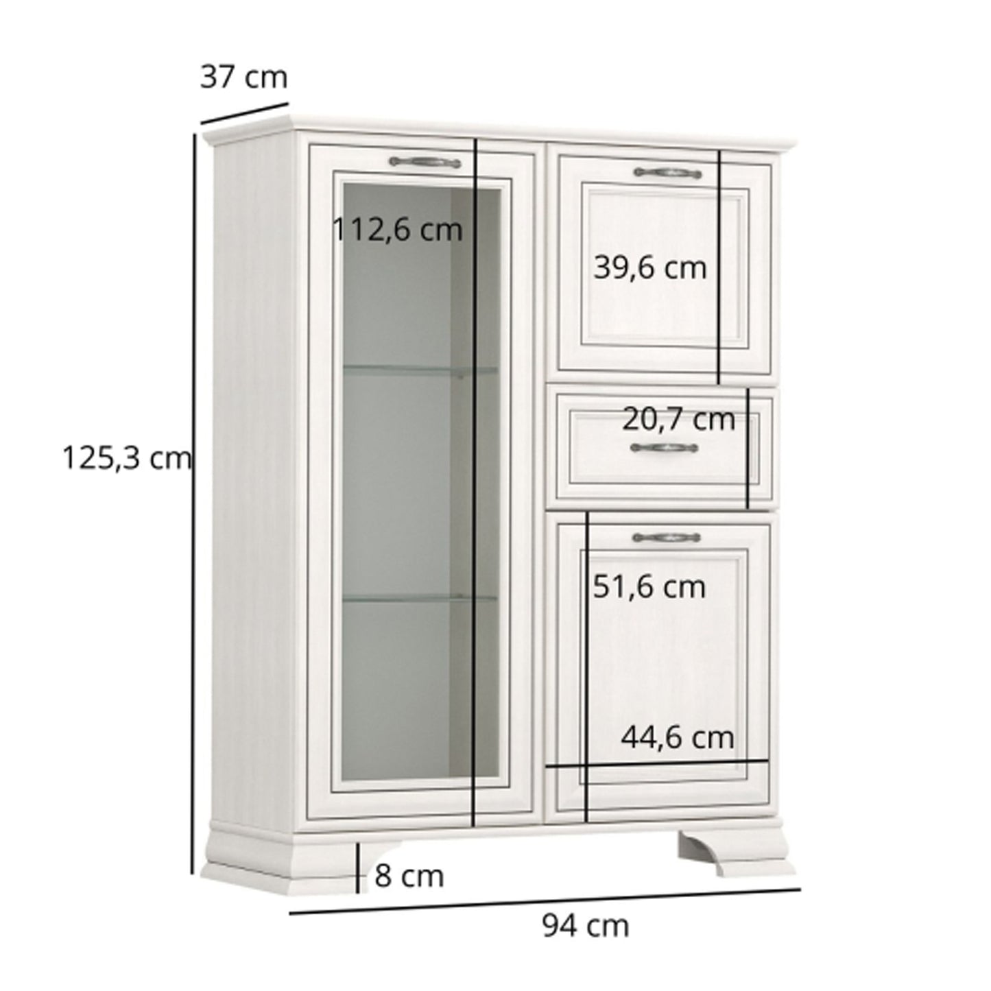 Tilda Elegant Display Cabinet - Fineline Crema