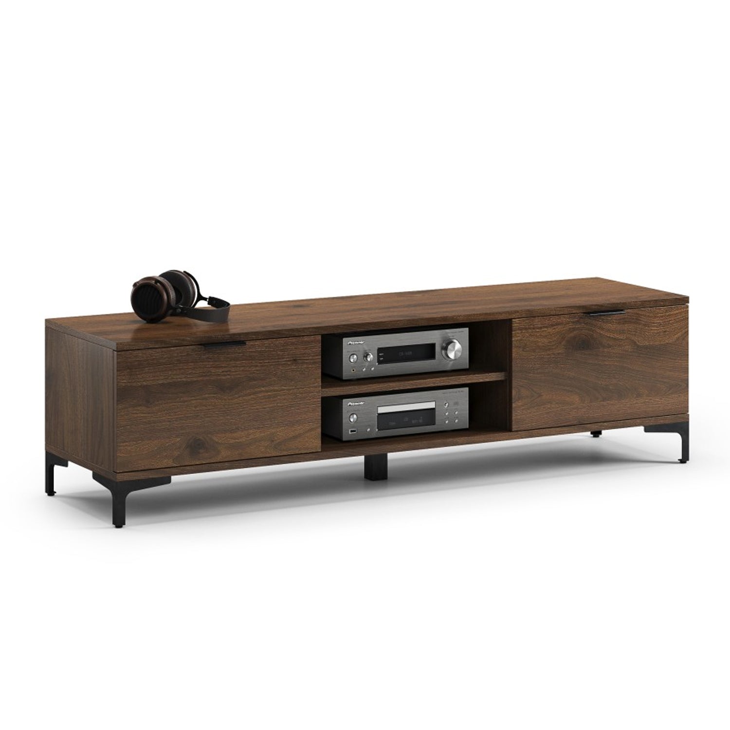 Lana Modern TV Stand with Open Shelving - Elegant Walnut