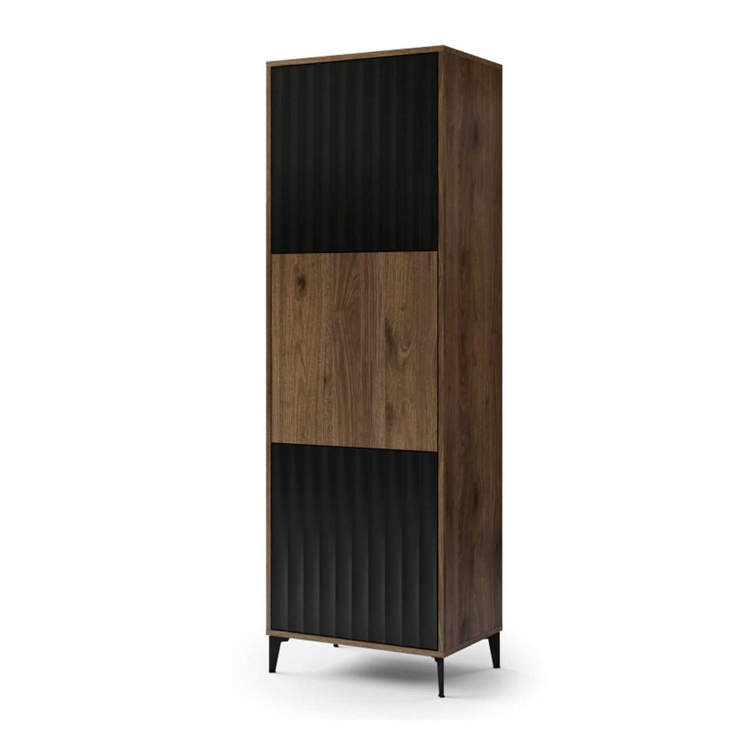 Rimini Premium Tall Cabinet with Textured Fronts - Elegant Oak / Black
