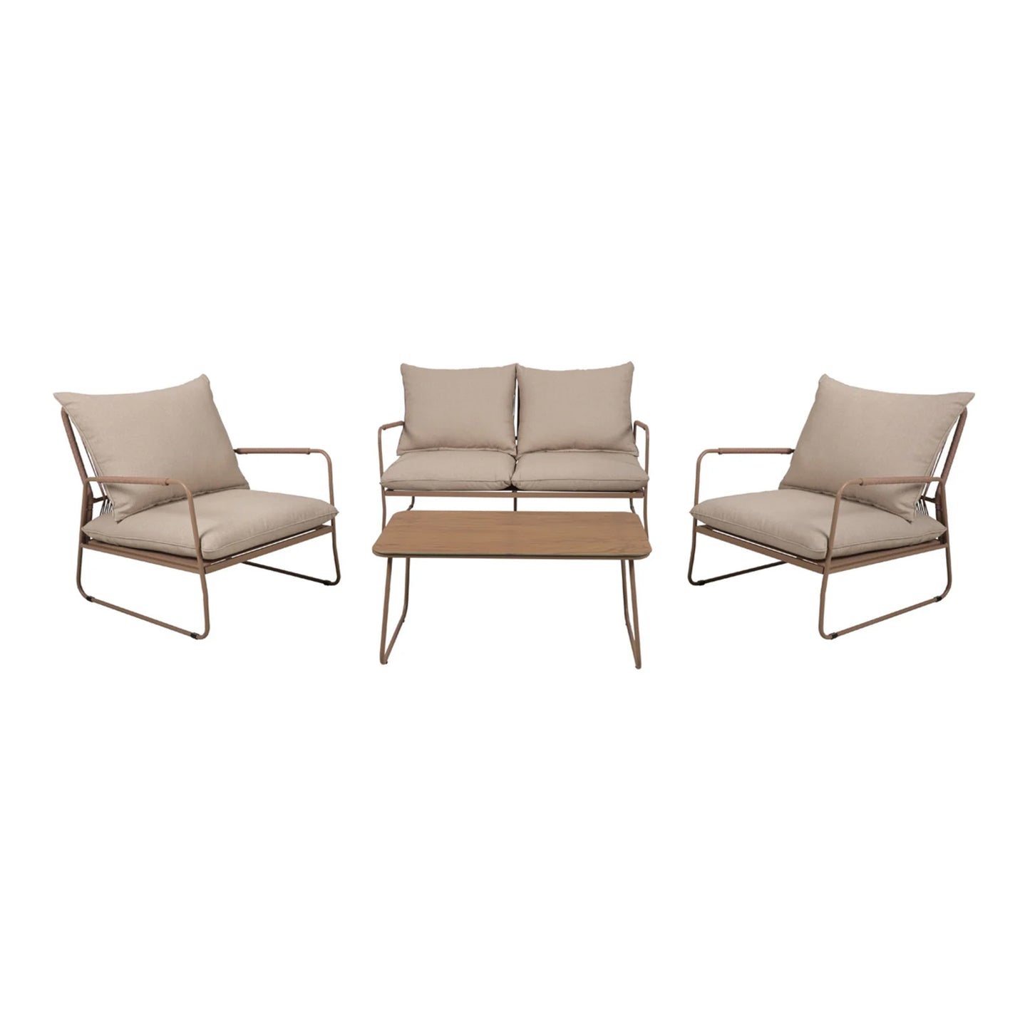 Dara Outdoor Lounge Set with Coffee Table - Beige