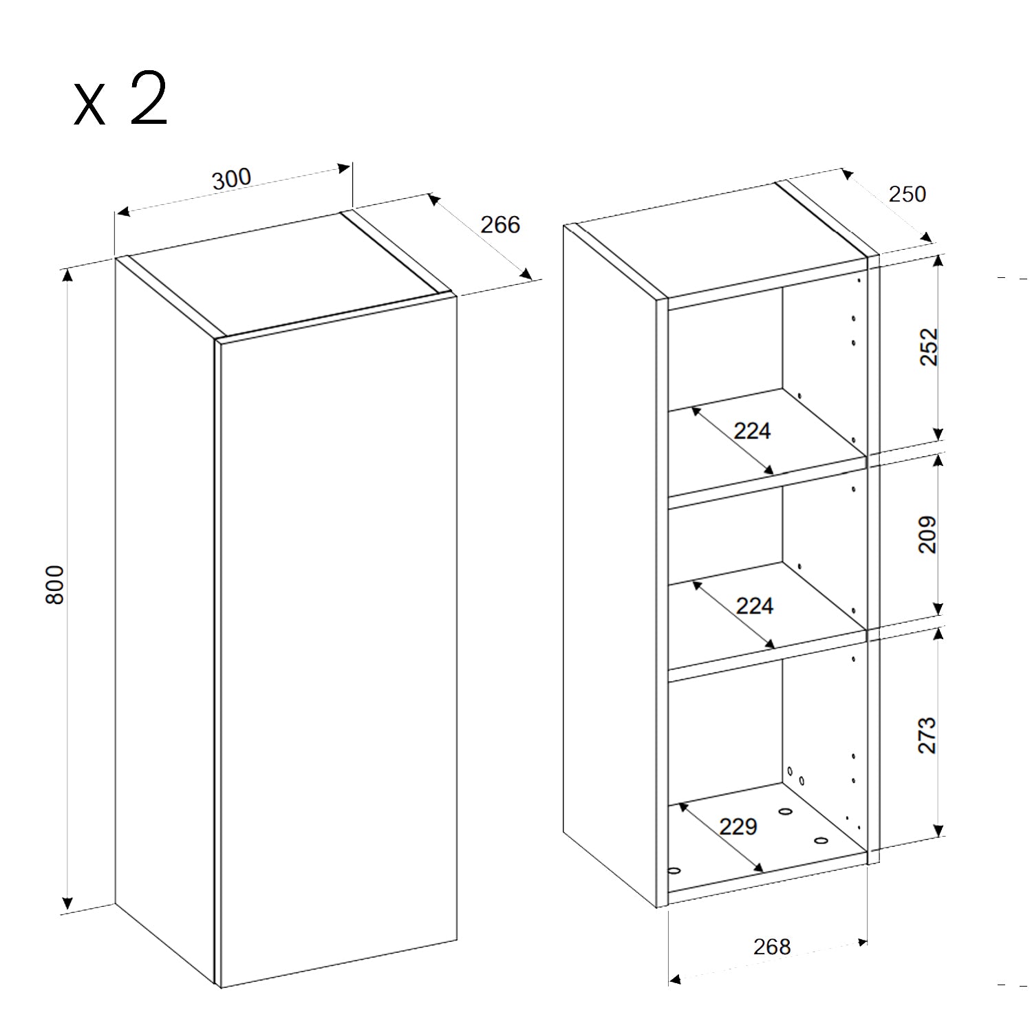 Dalia Bathroom Tall Cabinet with 2 Doors - Cashmere