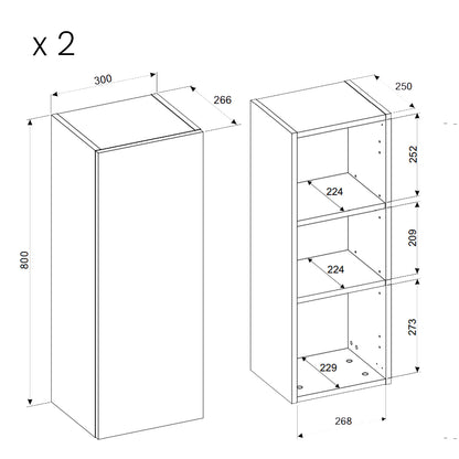 Dalia Bathroom Tall Cabinet with 2 Doors - Cashmere