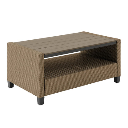 Bilbao Rattan Outdoor Corner Sofa Set with Coffee Table and Armchair - Brown / Beige