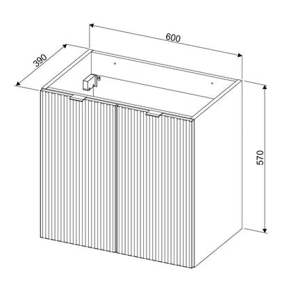 Line Reed 2 Door Bathroom Cabinet Vanity Unit 60cm with Built-In Basin - Sage