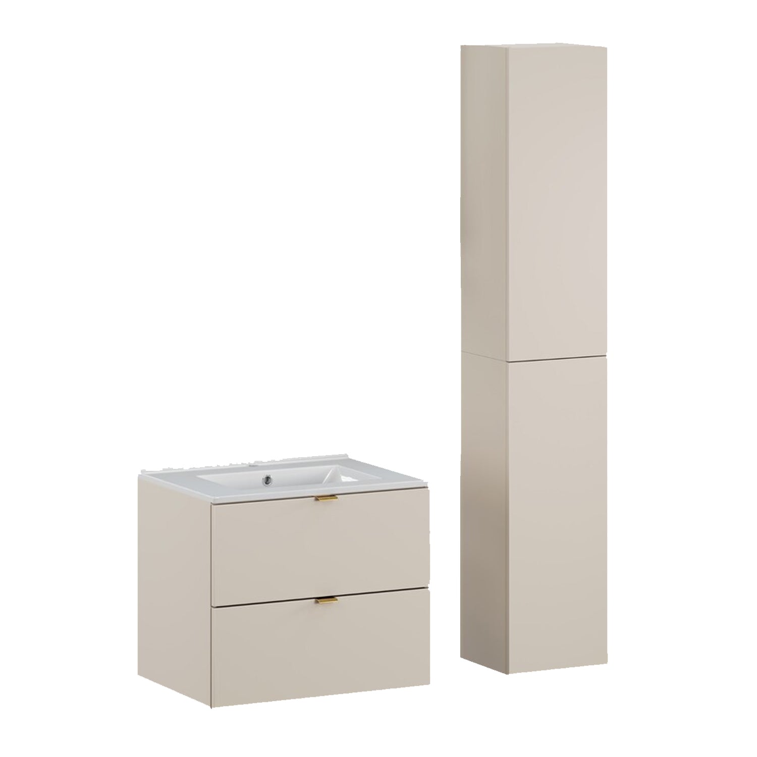 Dalia Bathroom Set 60cm with Basin and Tall Unit - Cashmere