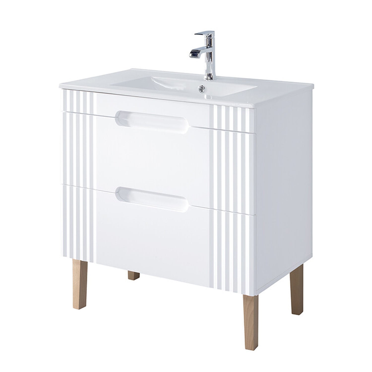 Fija Bathroom Cabinet Vanity Set 80 cm with Basin and Tall Unit - White