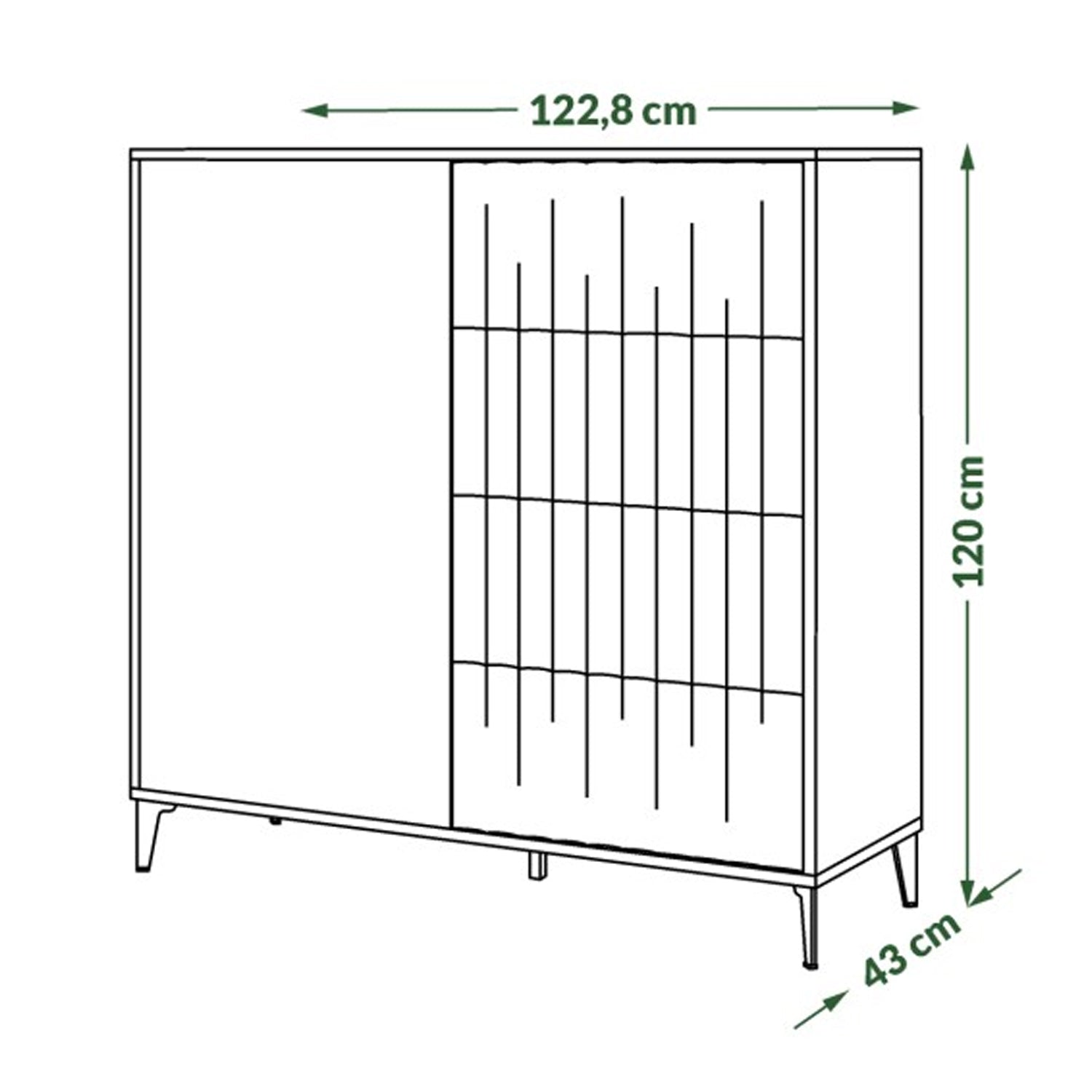 Rimini Premium Sideboard with 4 Ribbed Drawers – Elegant Walnut / Black