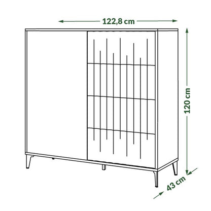 Rimini Premium Sideboard with 4 Ribbed Drawers – Elegant Walnut / Black