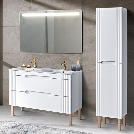 Fija Bathroom Cabinet Vanity Set 120 cm with Basin and Tall Unit - White