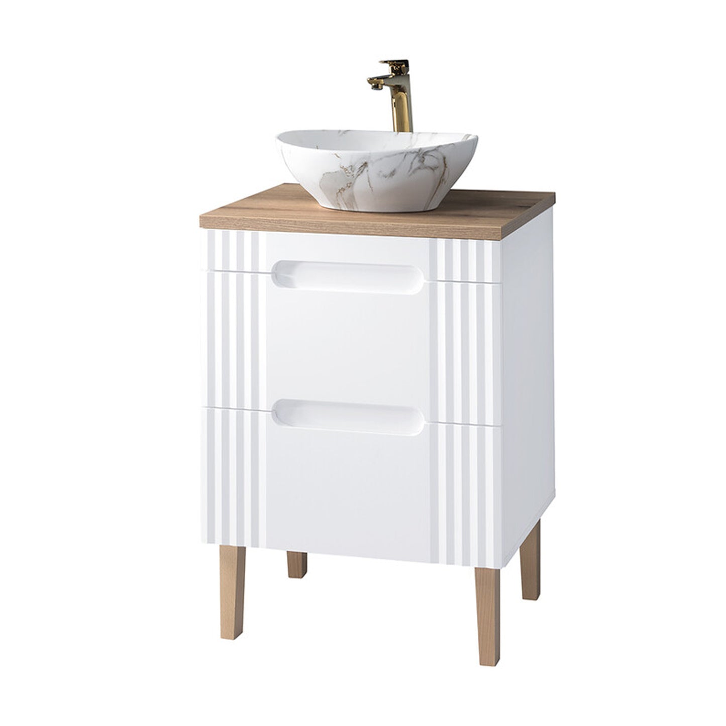 Fija Bathroom Cabinet Vanity 60 cm with Oval Basin - White