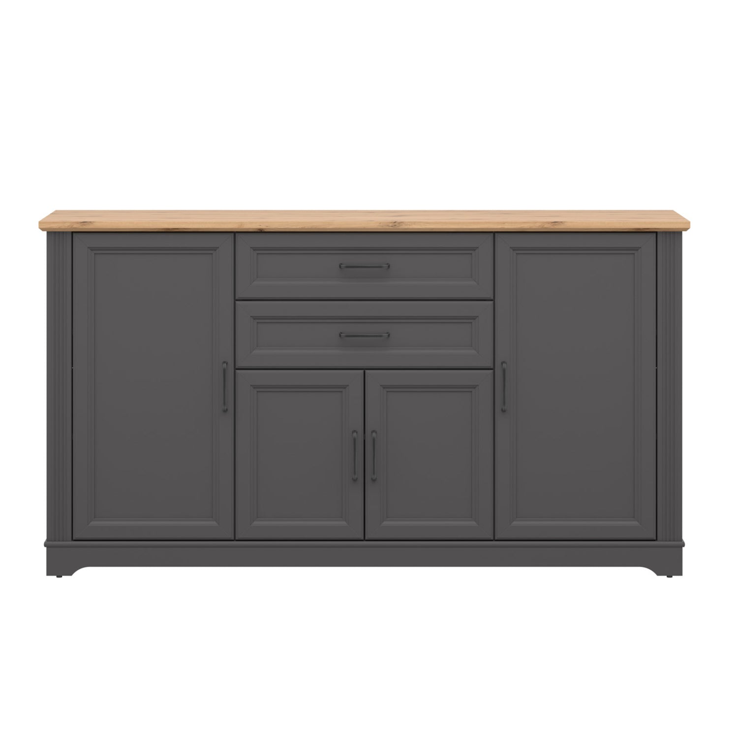 Toya Large Sideboard Cabinet with Drawers and Cupboards - Graphite / Artisan Oak