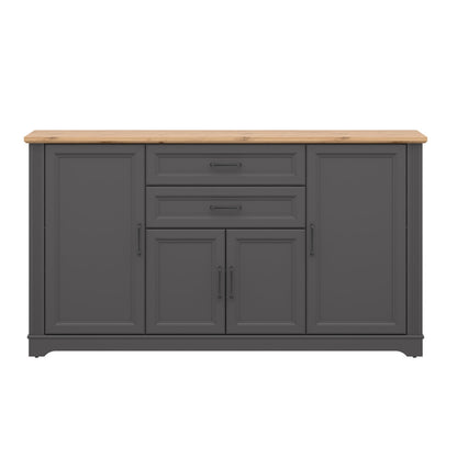 Toya Large Sideboard Cabinet with Drawers and Cupboards - Graphite / Artisan Oak