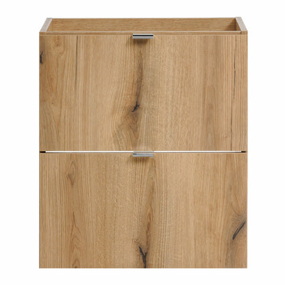 Dove 2 Drawer Bathroom Cabinet Vanity Unit with Built-In Basin 50cm - Evoke Oak