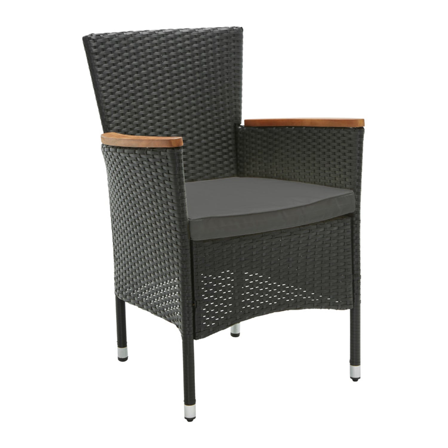 Kordoba Rattan Garden Furniture Set with Dining Table and 8 Chairs - Black / Oak